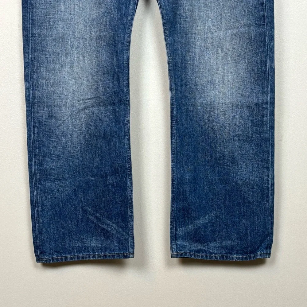 Banana‎ Republic Jeans Mens 42x34 Blue Slim Fit Whiskered 5 Pocket Denim